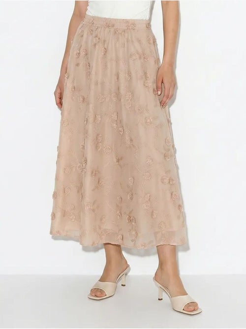 Jupe midi trapèze brodée à taille haute lucci - Kiabi Jupe midi trapèze brodée à taille haute lucci - Kiabi