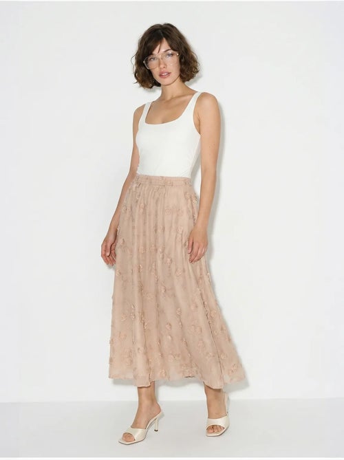 Jupe midi trapèze brodée à taille haute lucci - Kiabi Jupe midi trapèze brodée à taille haute lucci - Kiabi
