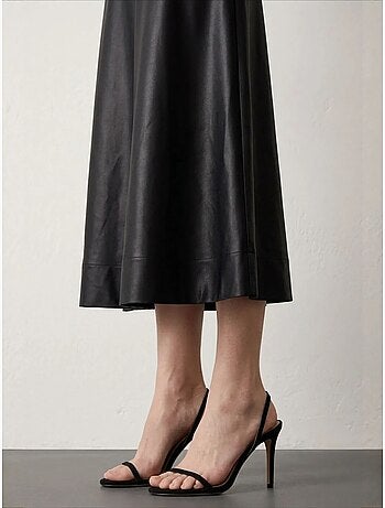 Jupe midi trapèze en simili cuir à taille haute my fashion