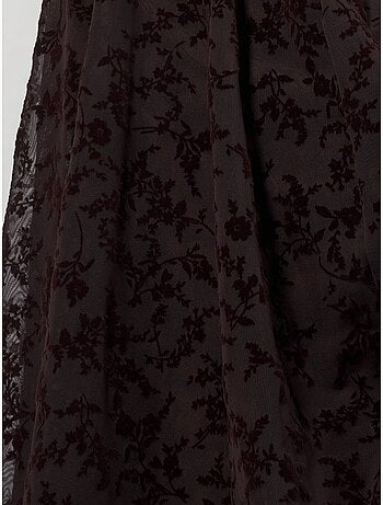 Jupe midi trapèze taille haute à fleurs