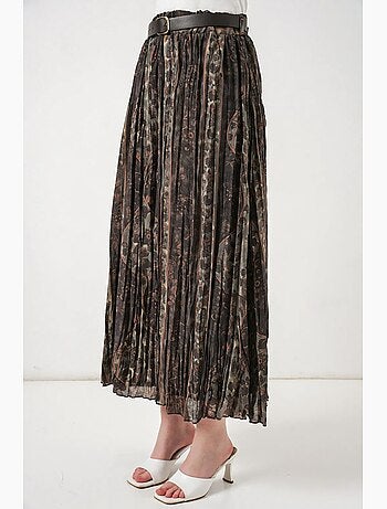 Jupe midi trapèze taille haute à motif paisley bdart