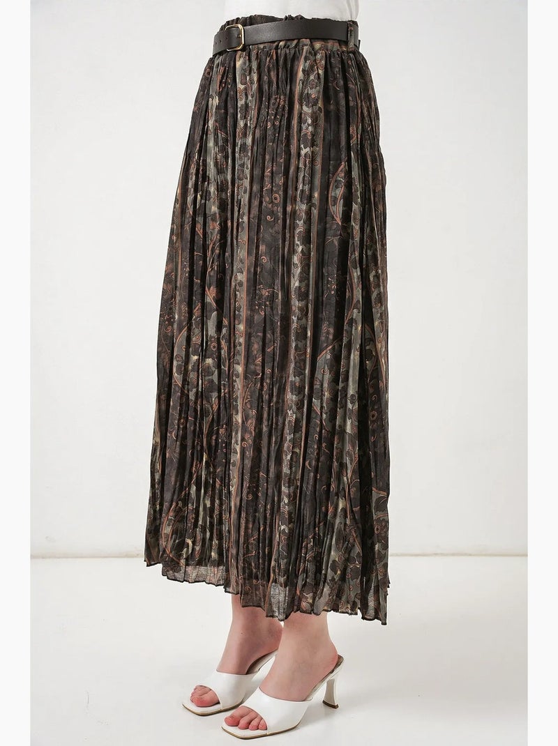 Jupe midi trapèze taille haute à motif paisley bdart Marron noisette - Kiabi