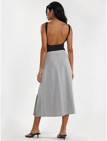 Jupe midi trapèze taille haute avec ceinture