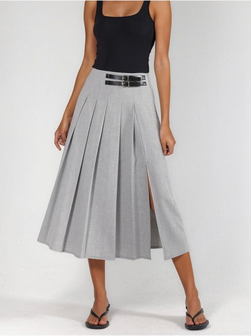 Jupe midi trapèze taille haute avec ceinture - Kiabi Jupe midi trapèze taille haute avec ceinture - Kiabi