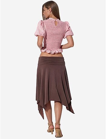 Jupe midi trapèze taille haute busem