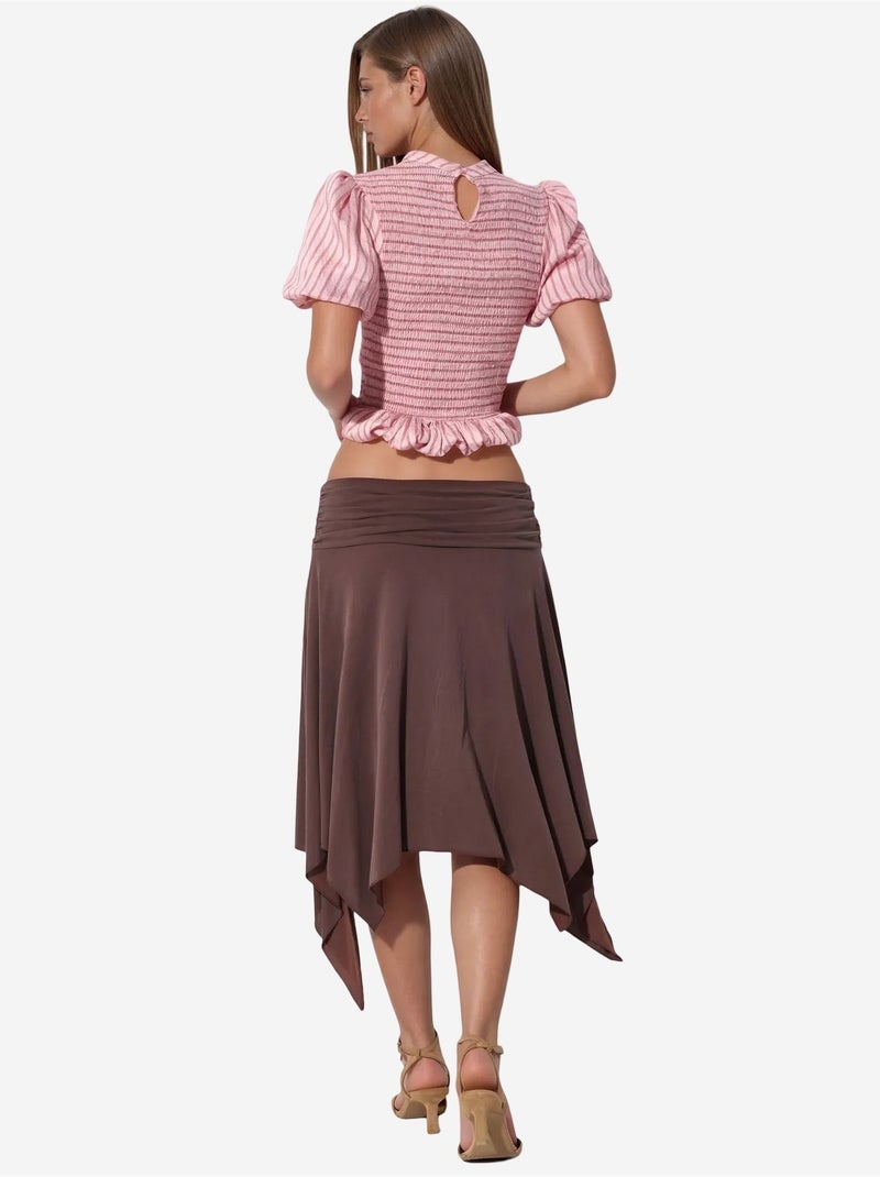 Jupe midi trapèze taille haute busem Marron chocolat - Kiabi