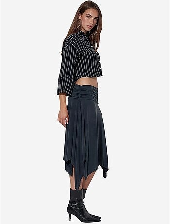 Jupe midi trapèze taille haute busem