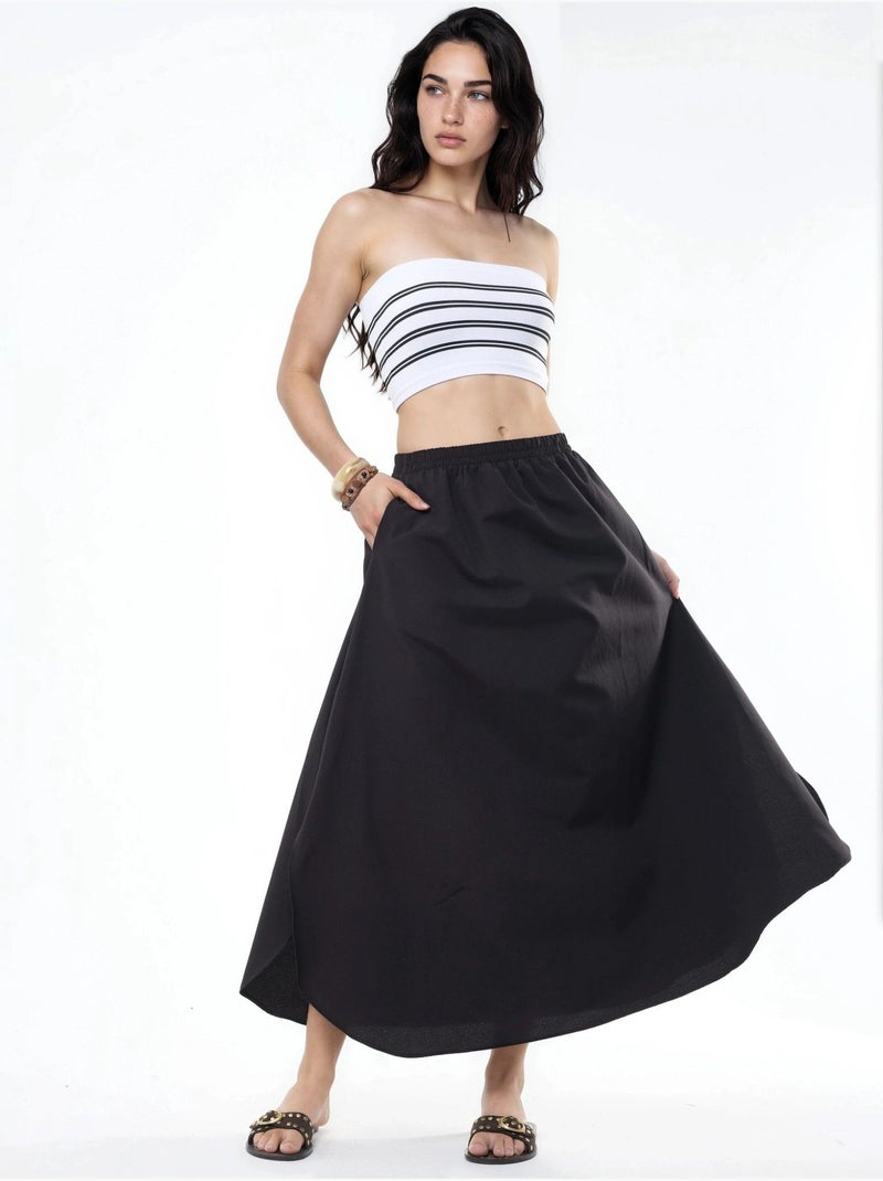 Jupe midi trapèze taille haute busem Noir - Kiabi