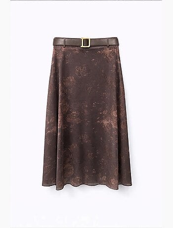 Jupe midi trapèze taille haute ceinturée mixray