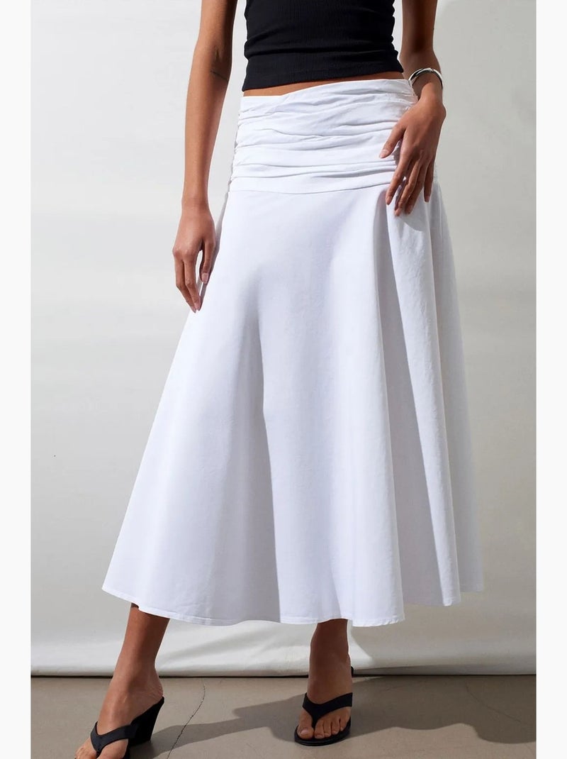 Jupe midi trapèze taille haute dilvin Blanc - Kiabi