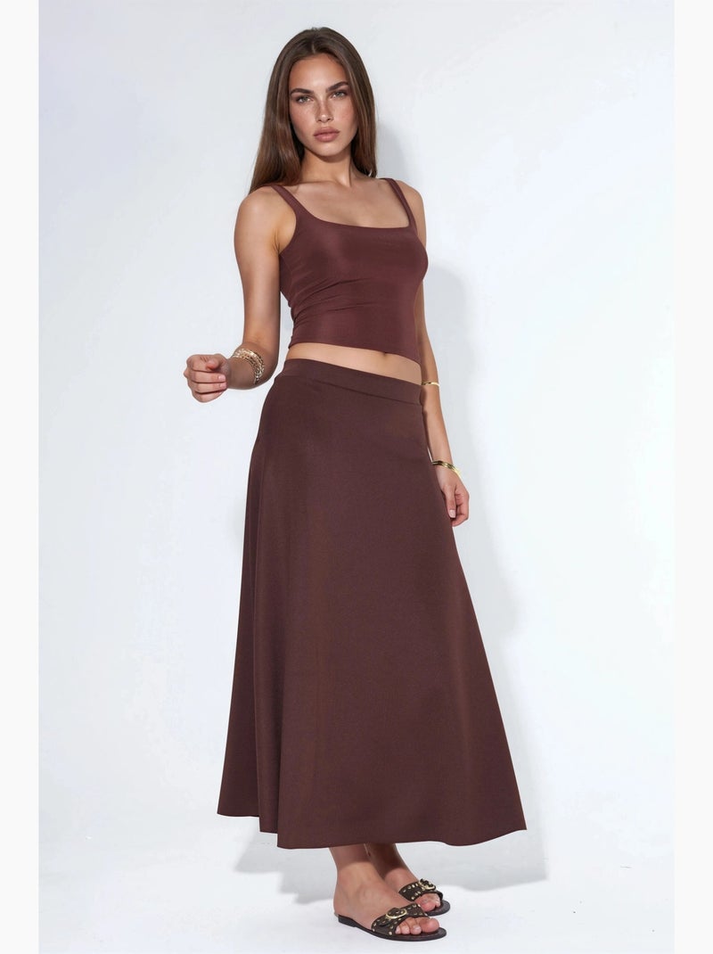Jupe midi trapèze taille haute hiccup Marron foncé - Kiabi