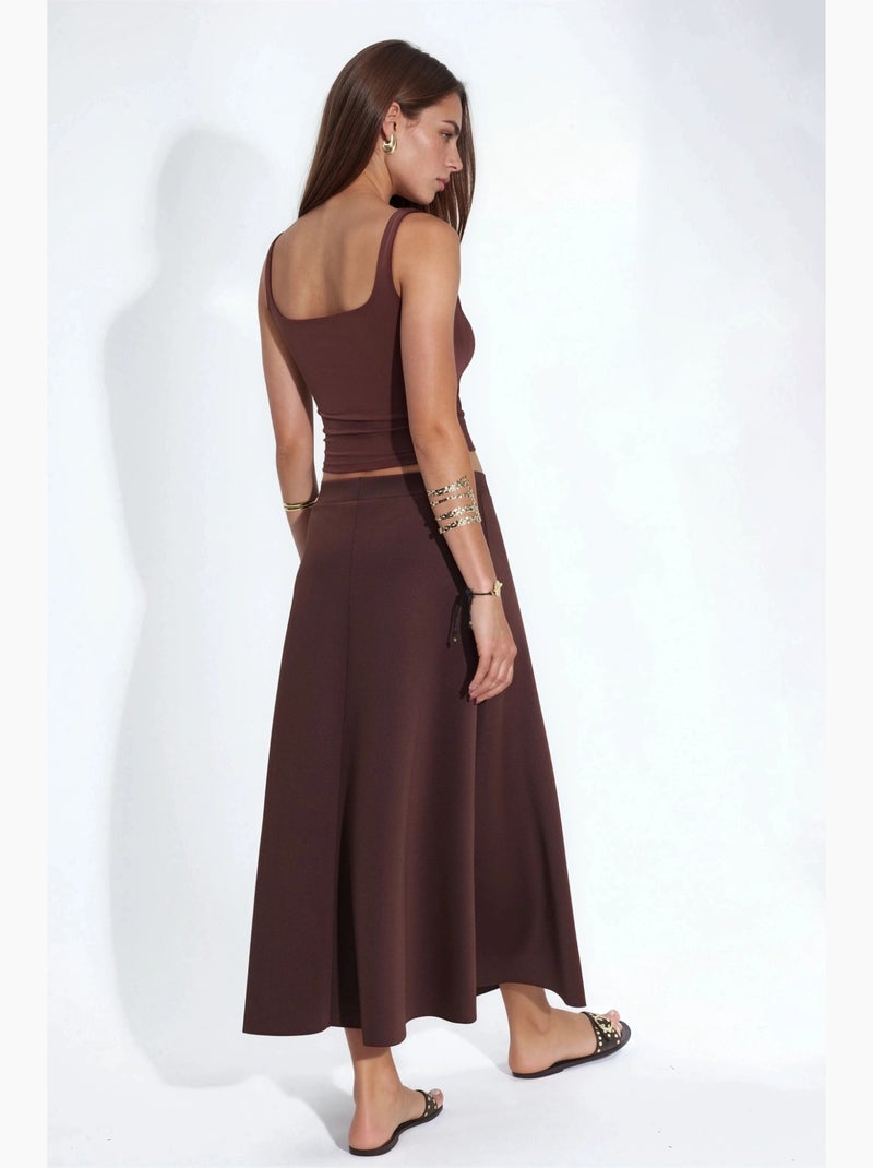 Jupe midi trapèze taille haute hiccup Marron foncé - Kiabi