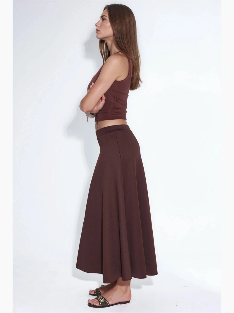 Jupe midi trapèze taille haute hiccup Marron foncé - Kiabi