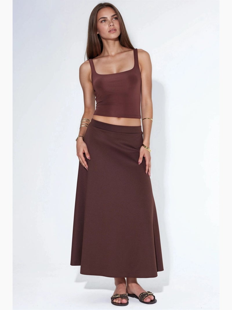 Jupe midi trapèze taille haute hiccup Marron foncé - Kiabi