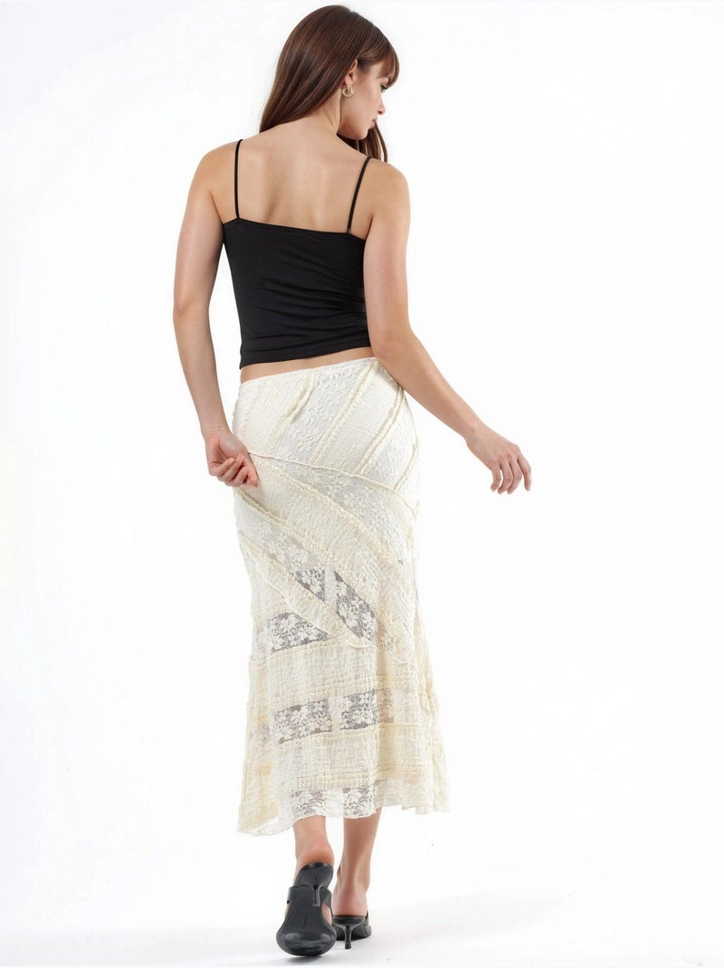 Jupe midi trapèze texturée busem Beige argile - Kiabi