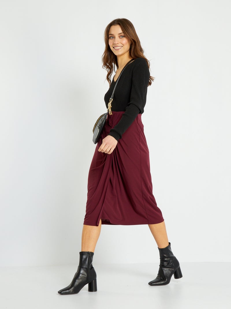 Jupe midi unie Rouge - Kiabi