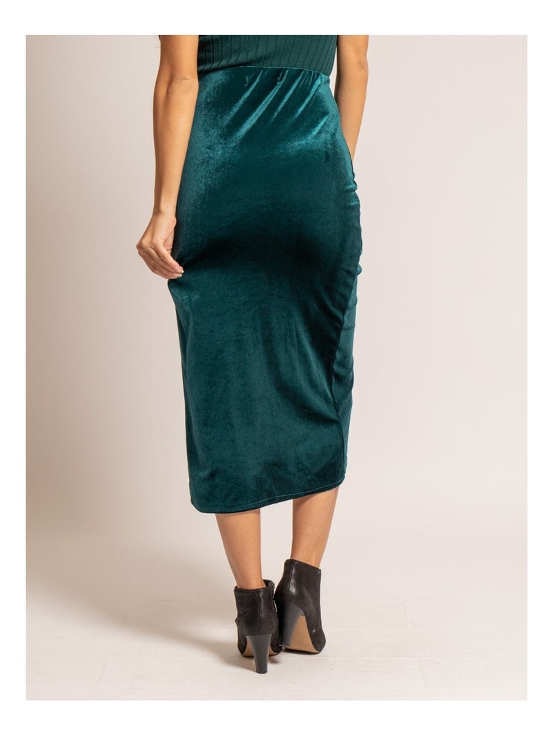 Jupe midi velours XESTOR Bleu canard - Kiabi
