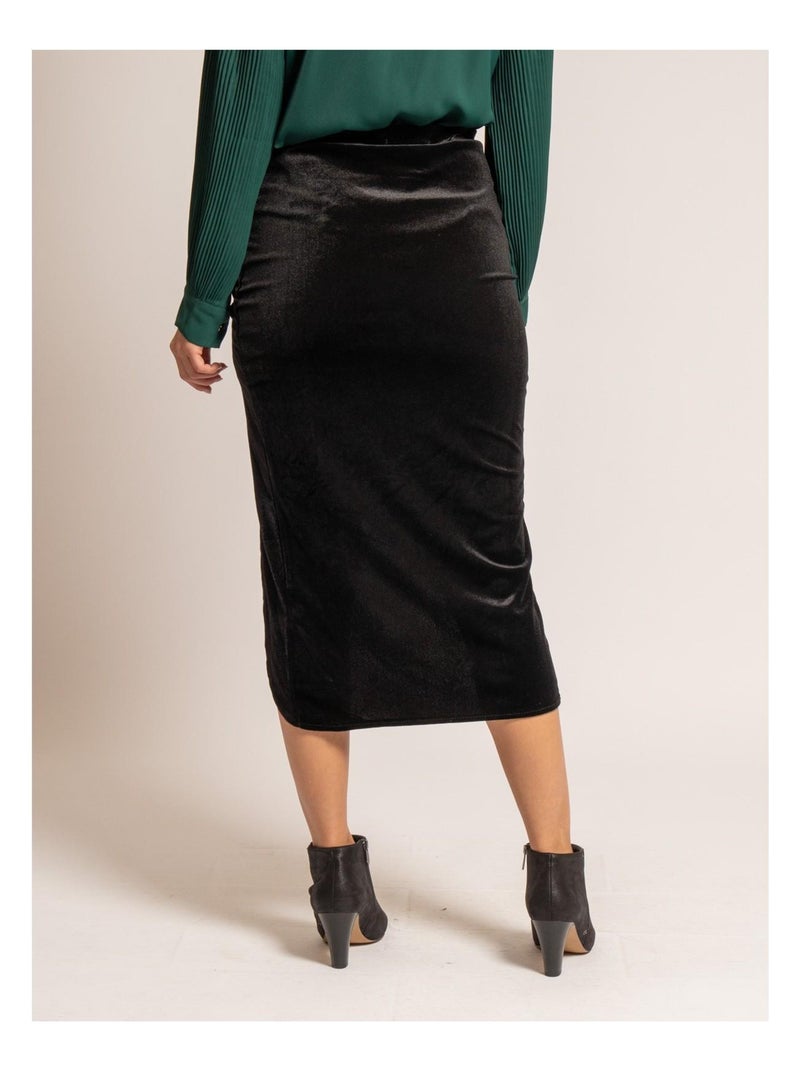 Jupe midi velours XESTOR Noir - Kiabi