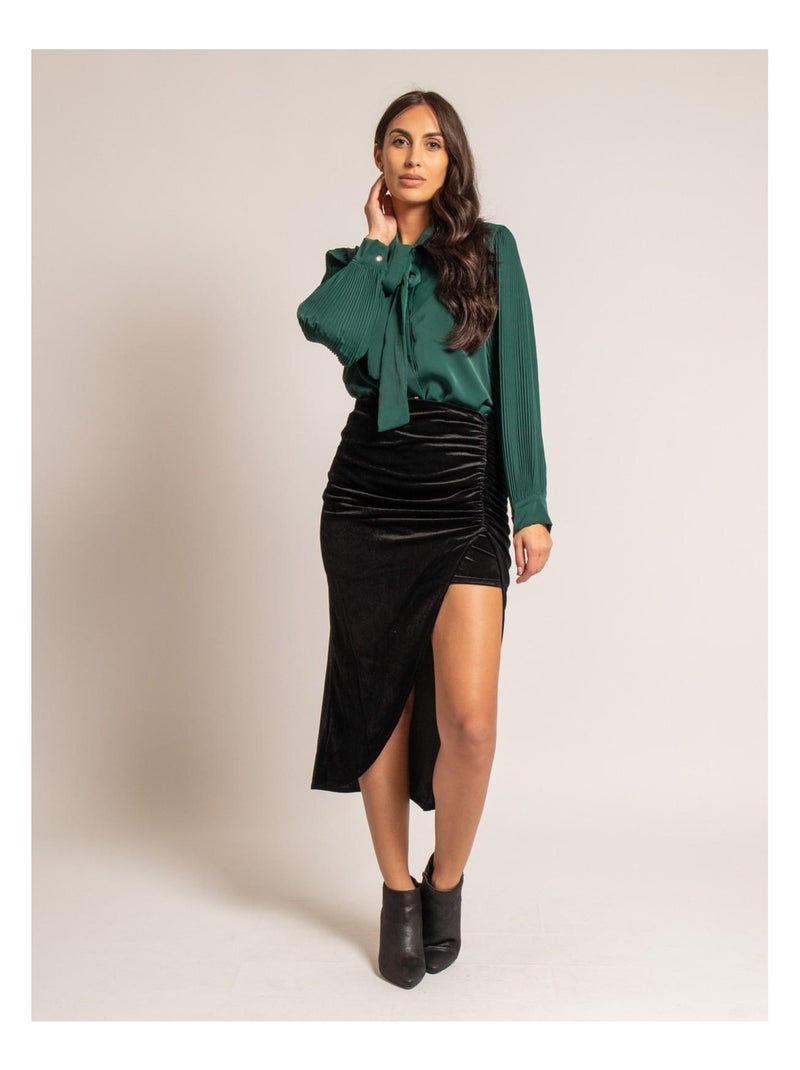 Jupe midi velours XESTOR Noir - Kiabi