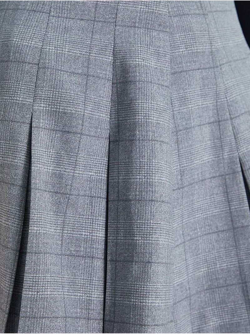 Jupe mini à carreaux taille haute avec fermeture éclair mixray Gris - Kiabi