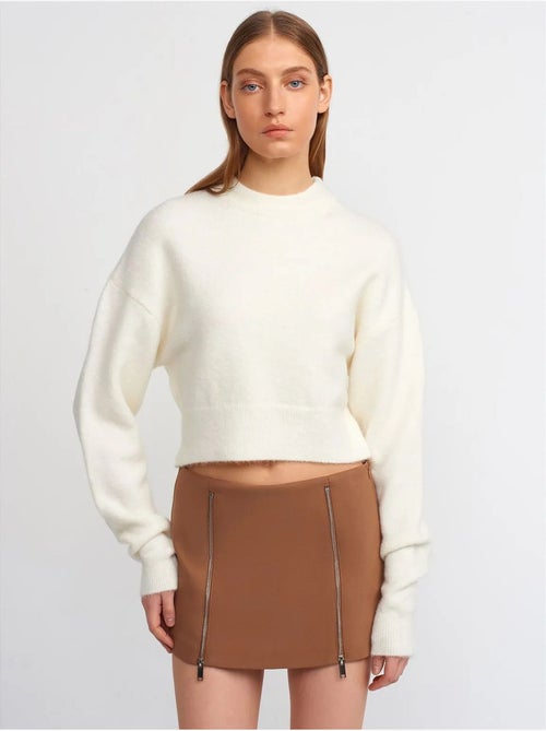 Jupe Mini Droite À Fermeture Zippée - Kiabi