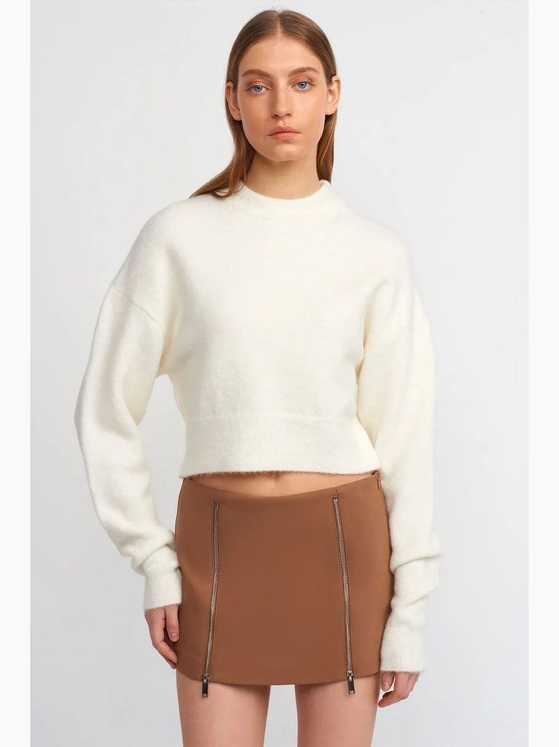 Jupe mini droite à fermeture zippée dilvin Camel - Kiabi