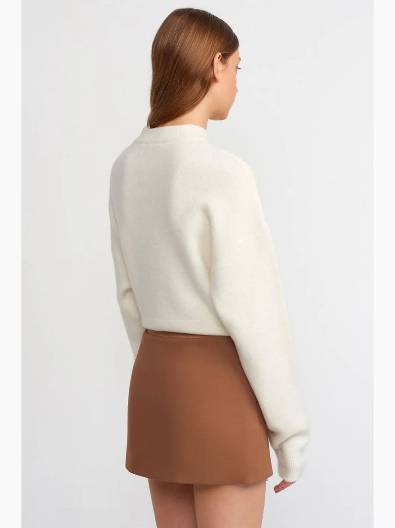 Jupe mini droite à fermeture zippée dilvin Camel - Kiabi
