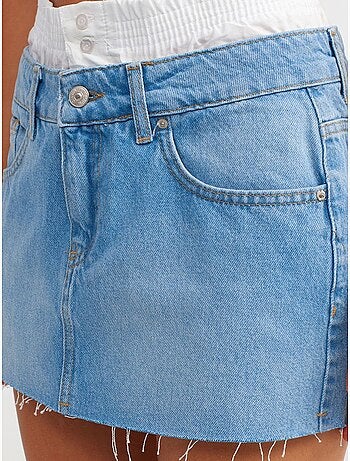 Jupe mini en denim à taille mi-haute et effet usé dilvin
