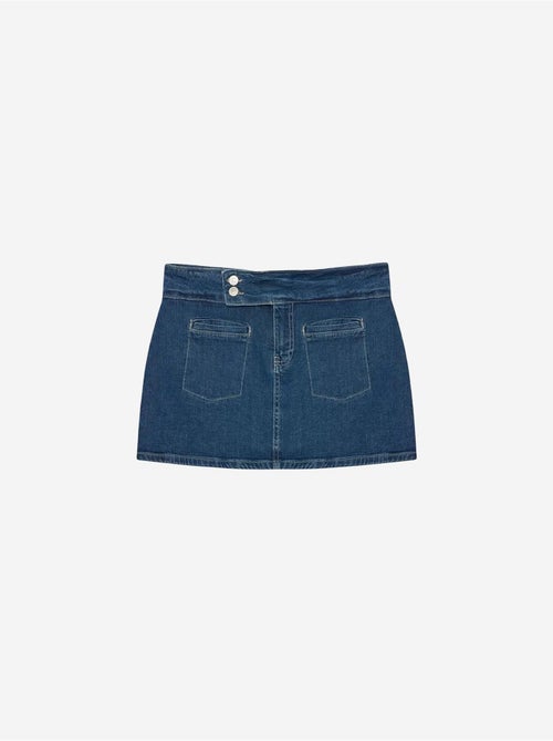 Jupe Mini En Denim Droite À Taille Haute - Kiabi