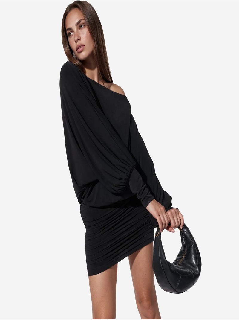 Jupe mini en mélange de coton busem Noir - Kiabi