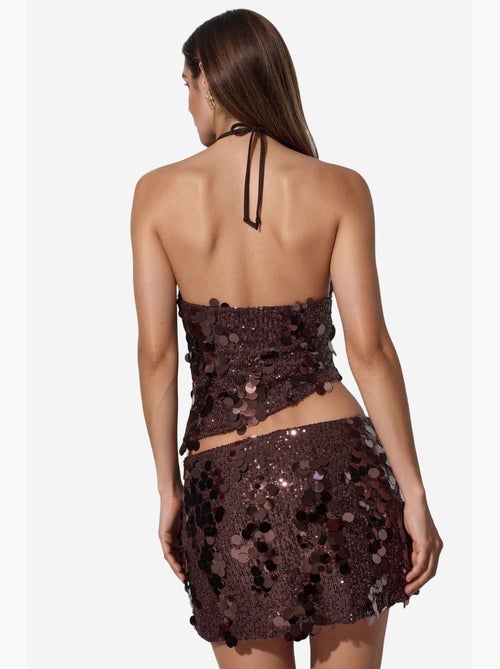 Jupe mini femme taille haute, ligne a, à sequins busem - Kiabi Jupe mini femme taille haute, ligne a, à sequins busem - Kiabi