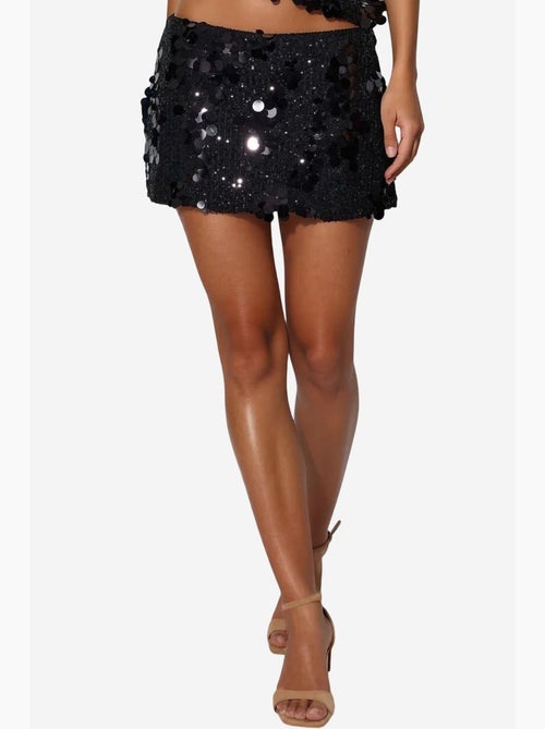 Jupe mini femme taille haute, ligne a, à sequins busem - Kiabi Jupe mini femme taille haute, ligne a, à sequins busem - Kiabi