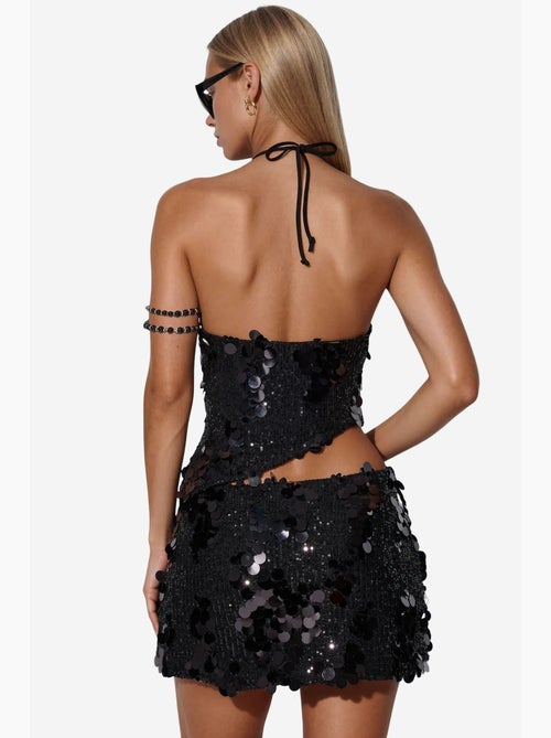 Jupe mini femme taille haute, ligne a, à sequins busem - Kiabi Jupe mini femme taille haute, ligne a, à sequins busem - Kiabi