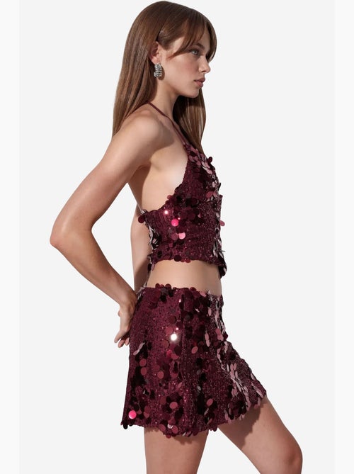 Jupe mini femme taille haute, ligne a, à sequins busem - Kiabi Jupe mini femme taille haute, ligne a, à sequins busem - Kiabi