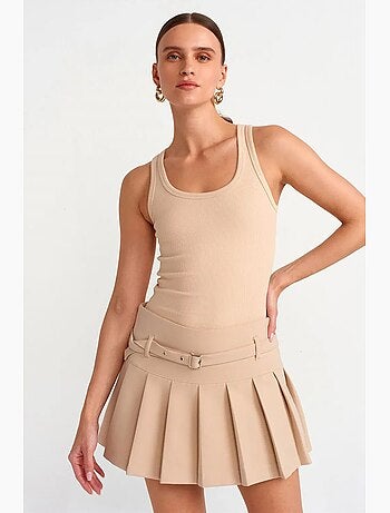 Jupe mini plissée taille haute avec ceinture dilvin