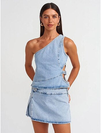 Jupe mini trapèze en denim de coton dilvin