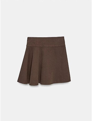 Jupe mini trapèze en popeline de coton, taille haute dilvin