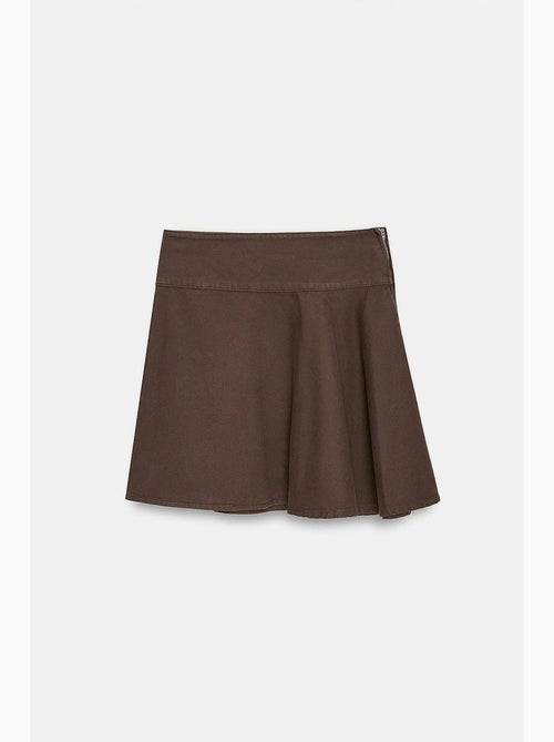 Jupe mini trapèze en popeline de coton, taille haute dilvin - Kiabi Jupe mini trapèze en popeline de coton, taille haute dilvin - Kiabi