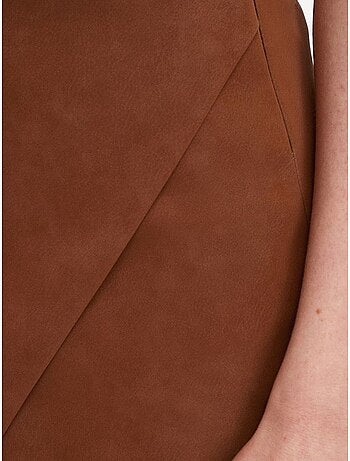 Jupe mini trapèze en simili cuir, taille mi-haute dilvin