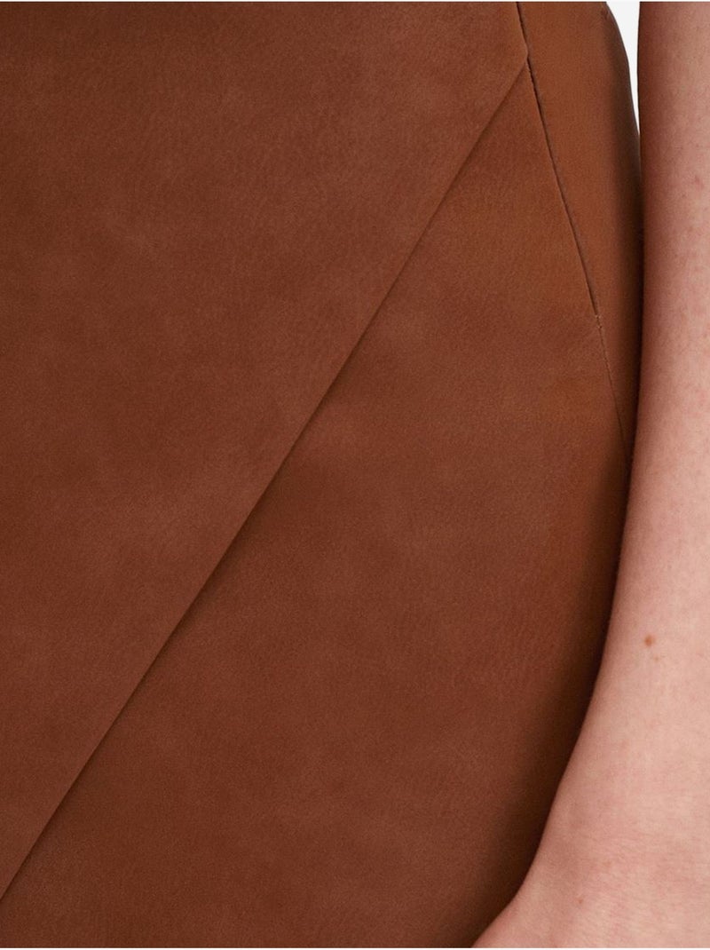 Jupe mini trapèze en simili cuir, taille mi-haute dilvin Camel - Kiabi