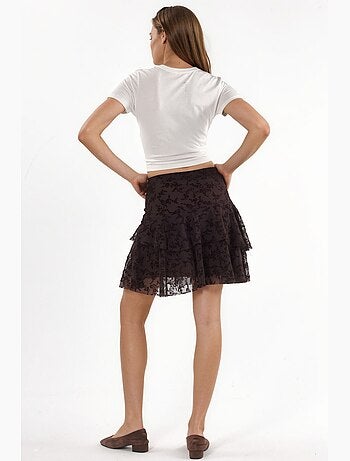 Jupe mini trapèze fleurie taille haute hiccup