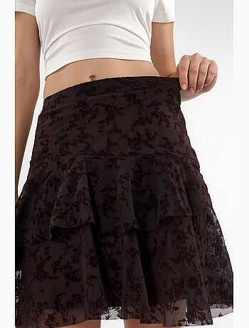 Jupe mini trapèze fleurie taille haute hiccup