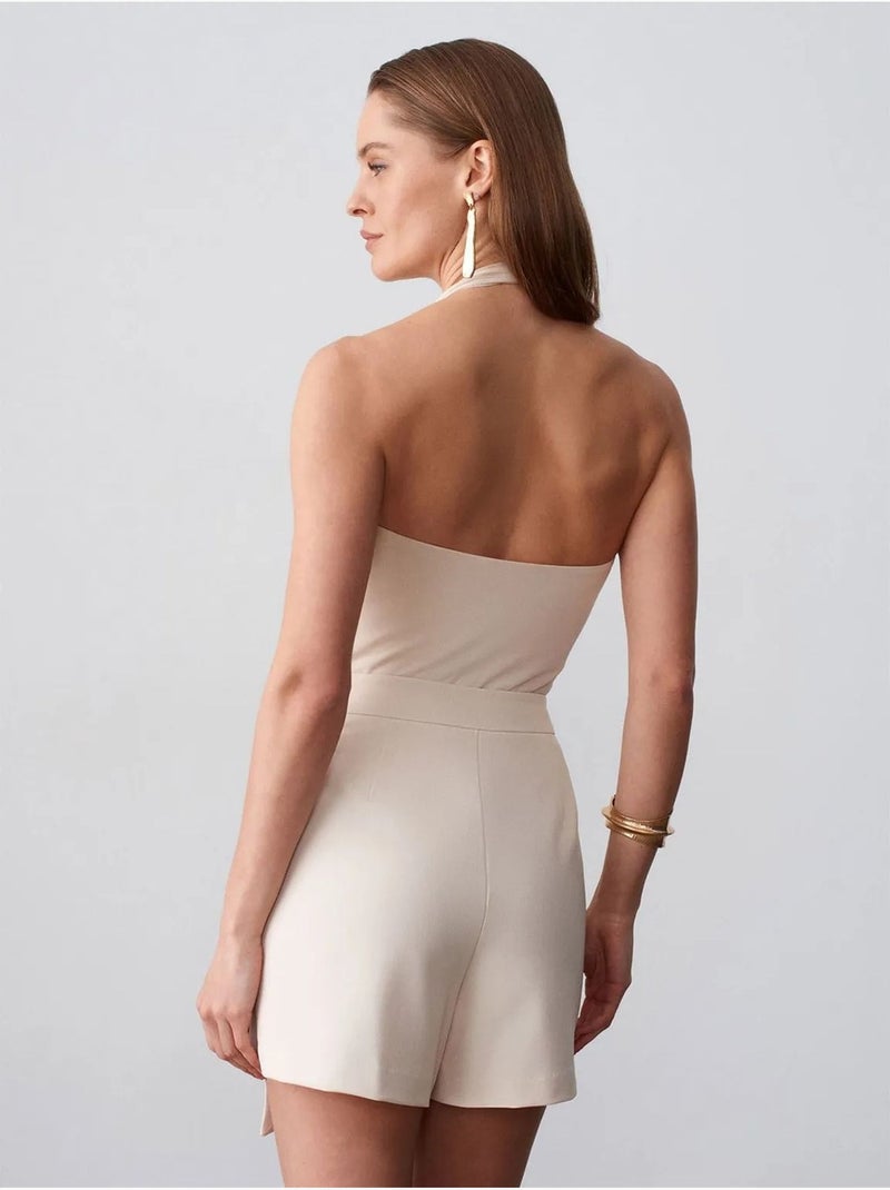 Jupe Mini Trapèze Taille Haute Avec Ceinture Sable - Kiabi