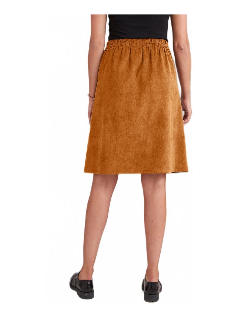 Jupe MORPHOSTYLE en velours milleraies Marron caramel - Kiabi