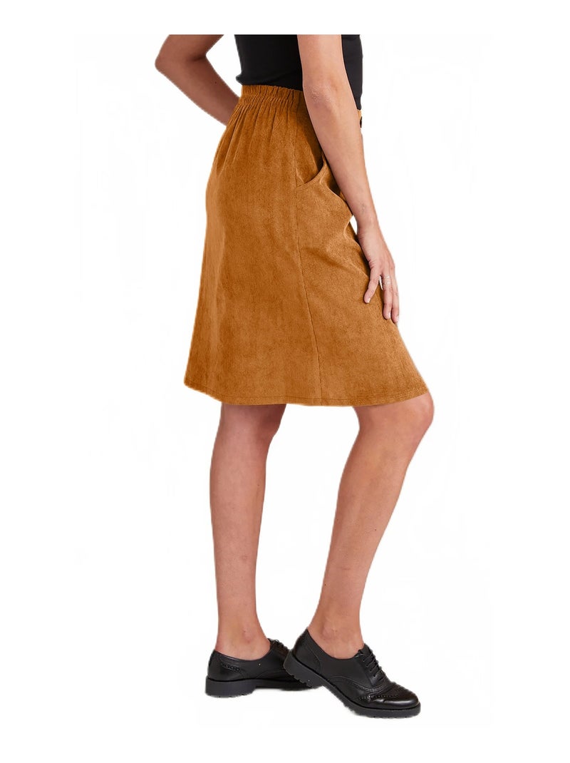 Jupe MORPHOSTYLE en velours milleraies Marron caramel - Kiabi