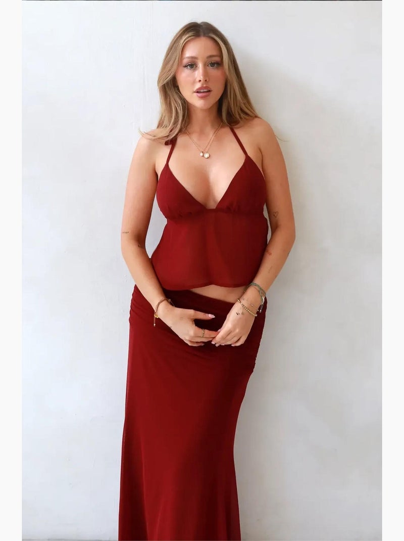 Jupe moulante longue hiccup Rouge bordeaux - Kiabi