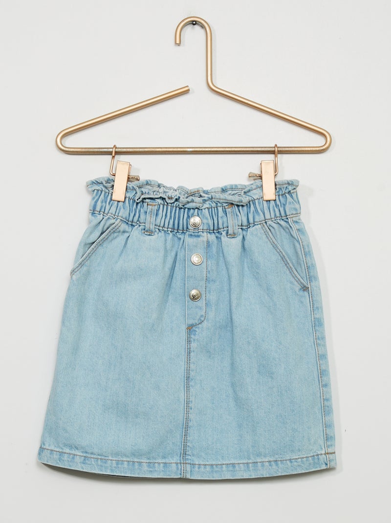 Jupe paper bag en denim Bleu clair - Kiabi