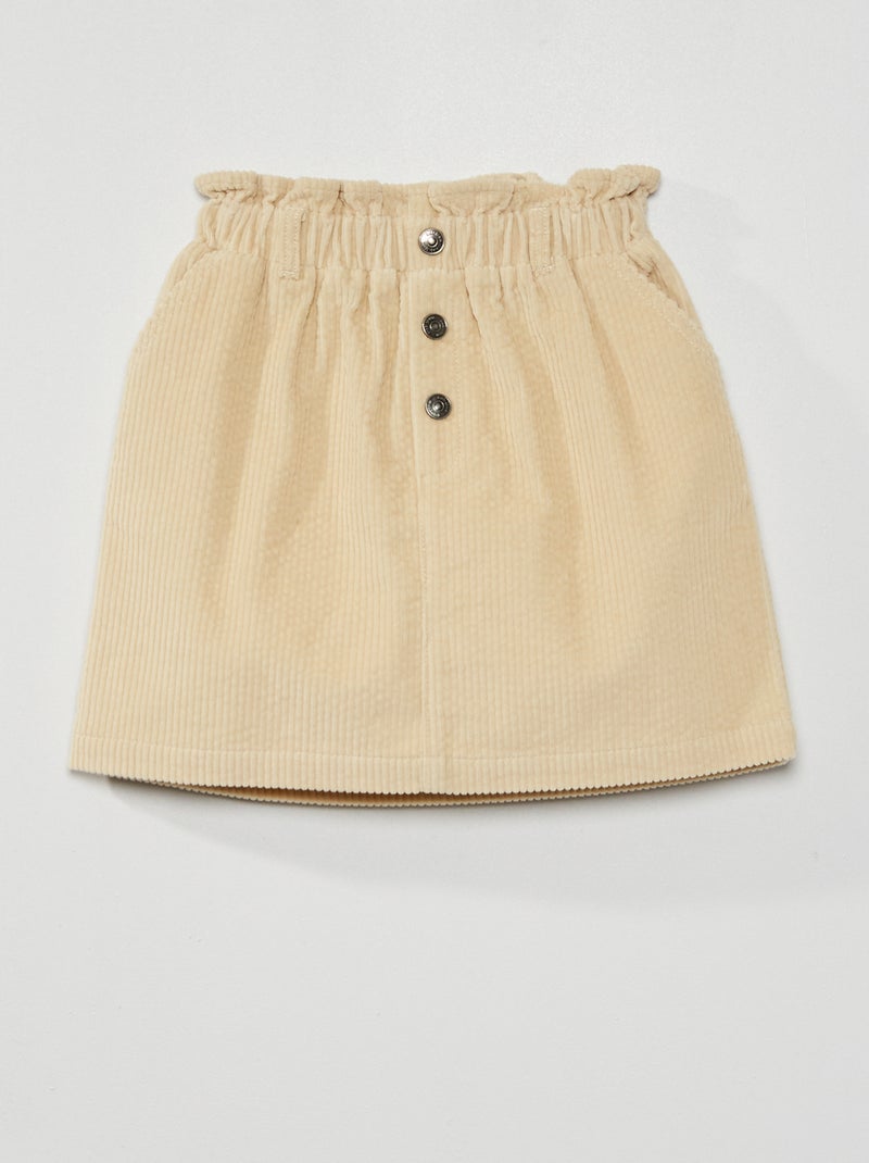 Jupe paperbag en velours beige - Kiabi