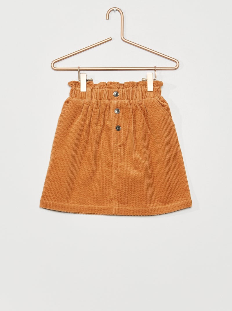 Jupe paperbag en velours Marron - Kiabi