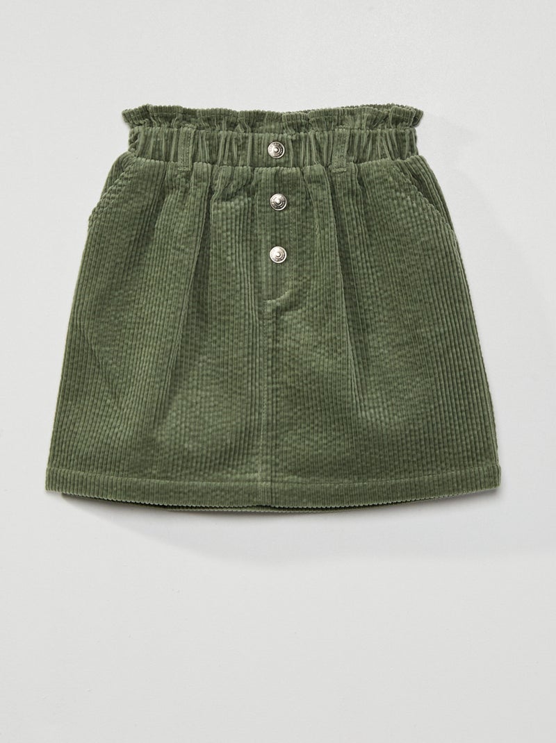 Jupe paperbag en velours Vert - Kiabi